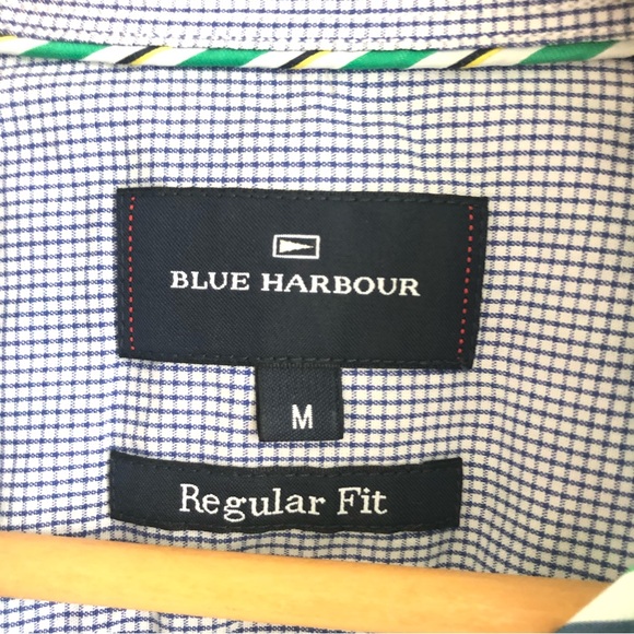 M&S BLUE HARBOUR Regular Fit striped button down dress shirt Sz M - Picture 3 of 12